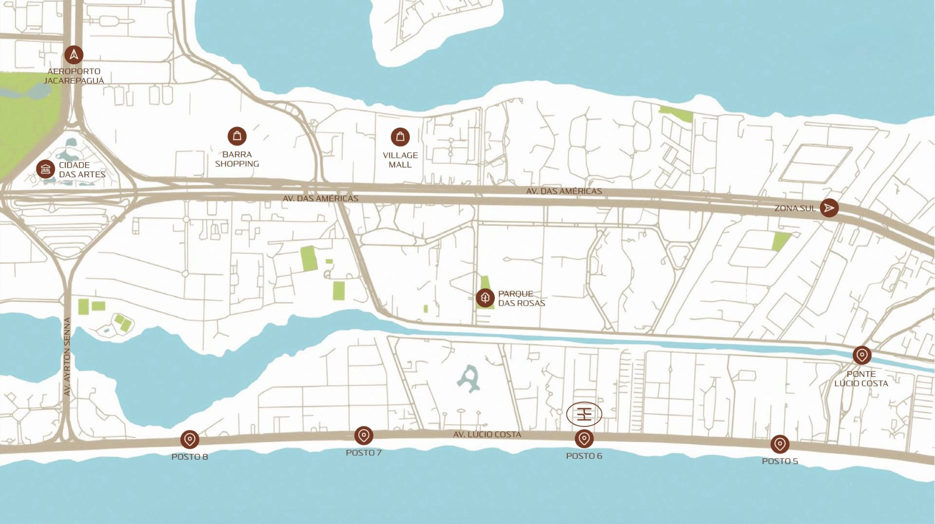 Mapa de localização do ATTO by Pininfarina na Avenida Lúcio Costa, Posto 6, Barra da Tijuca